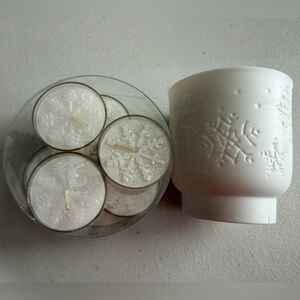 🤍❄️ILLUMINATIONS White Snowflake Candle Holder + Snowflake Candle Pack NWT